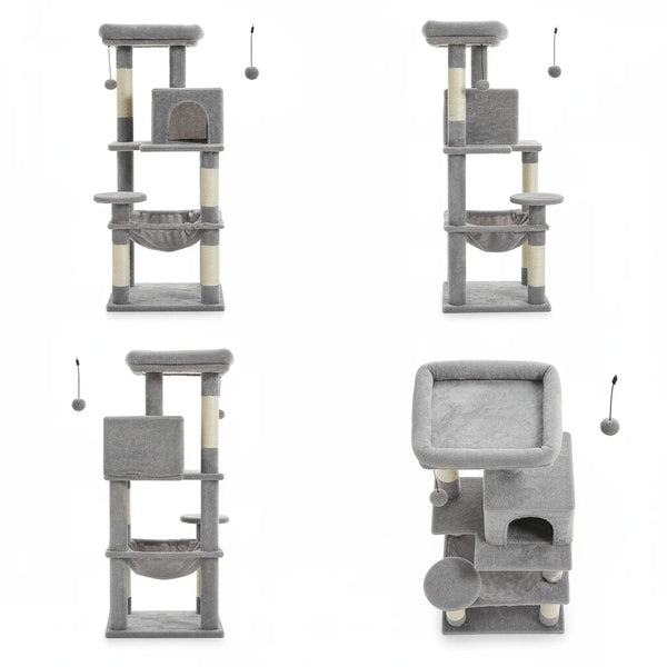Pawsh Comfort™ 5-Level Cat Tree Tower – Sturdy Metal Frame with Condo, Hammock, Scratching Posts & Large Top Perch for Indoor Cats - Image 12