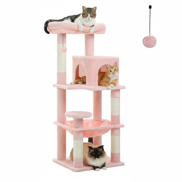 Pawsh Comfort™ 5-Level Cat Tree Tower – Sturdy Metal Frame with Condo, Hammock, Scratching Posts & Large Top Perch for Indoor Cats - Image 4