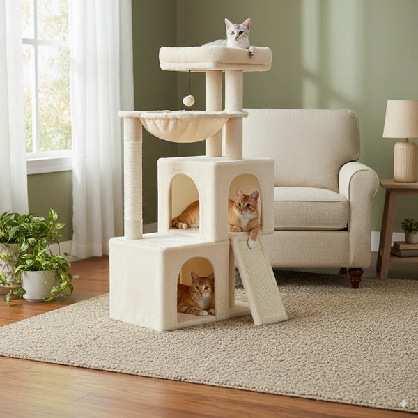 Pawsh Comfort Large Cat Tree – Multi‑Level Indoor Tower with 2 Condos, Sisal Posts & Ramp - Image 6