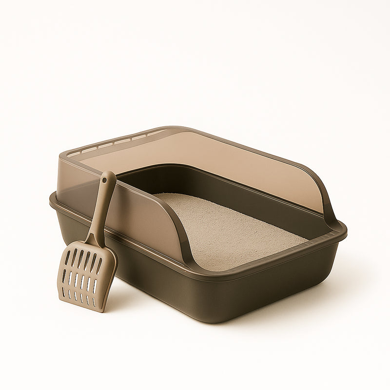 Semi-Enclosed Cat Litter Box – Compact, Easy Clean, Low Dust